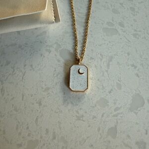 Elegant Gold and White Moon Pendant Necklace